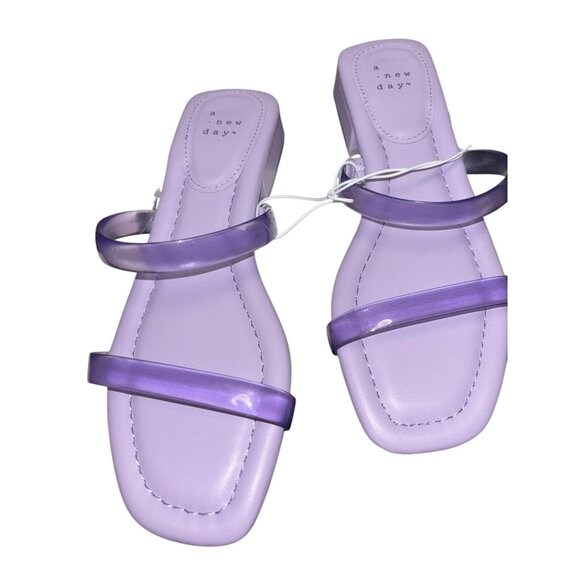 a new day Shoes - A New Day Lavender Block Heel Sandals With Transparent Straps Size 6